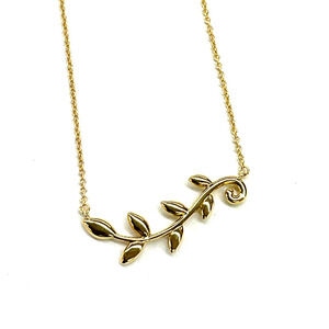 Tiffany Olive Green Leaf Vine Pendant Yellow Gold Paloma Picasso necklace